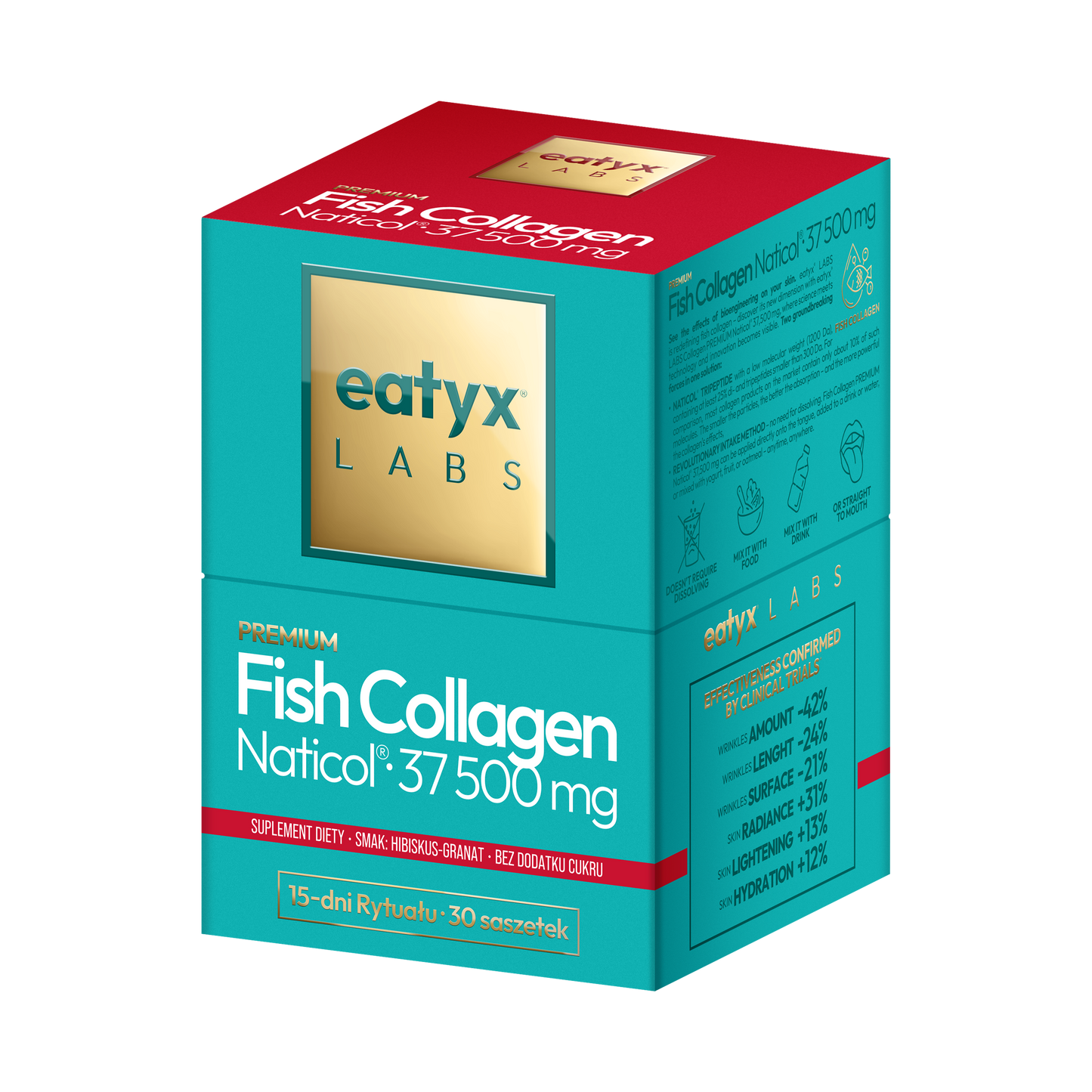 15-day ritual eatyx LABS Premium Fish Collagen Naticol 37 500 mg Hibiscus-Pomegranate