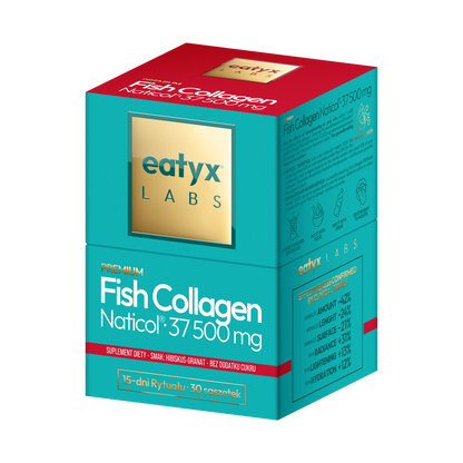 Rytuał 15 dni eatyx LABS Premium Fish Collagen Naticol 37 500 mg Hibiskus-Granat