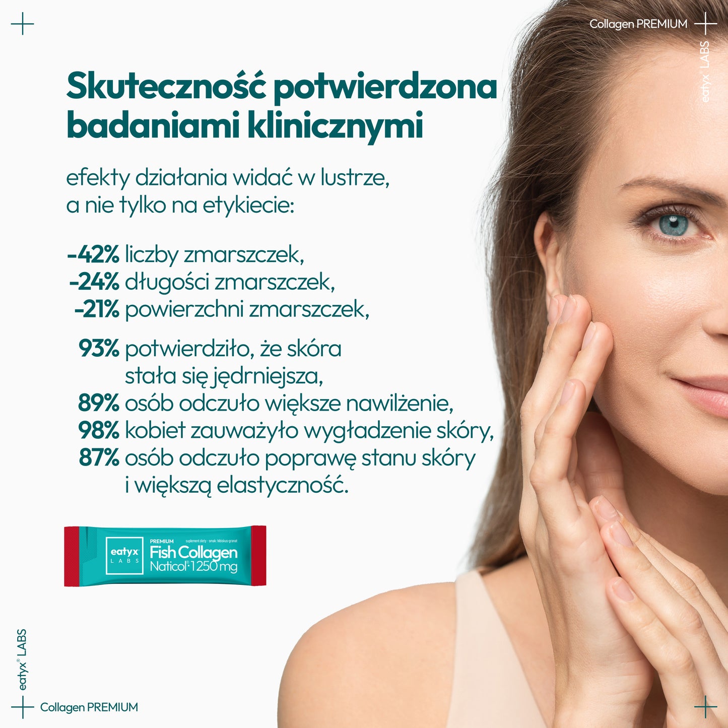 Rytuał 15 dni eatyx LABS Premium Fish Collagen Naticol 37 500 mg Hibiskus-Granat