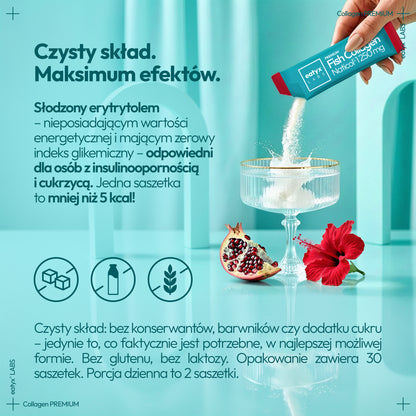 Miesięczny rytuał eatyx LABS Premium Fish Collagen Naticol 37 500 mg Hibiskus-Granat