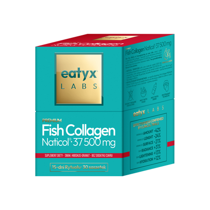 Rytuał 15 dni eatyx LABS Premium Fish Collagen Naticol 37 500 mg Hibiskus-Granat