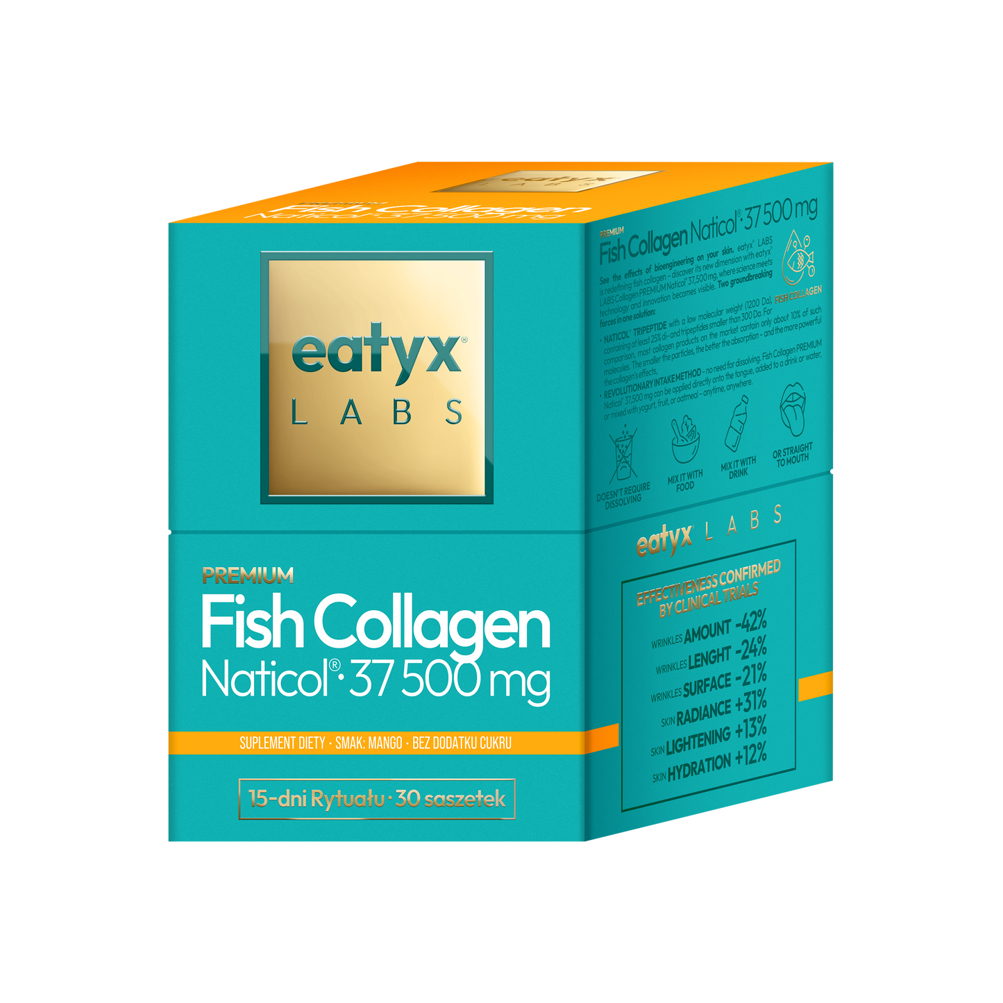 Rytuał 15 dni eatyx LABS Premium Fish Collagen Naticol 37 500 mg Mango