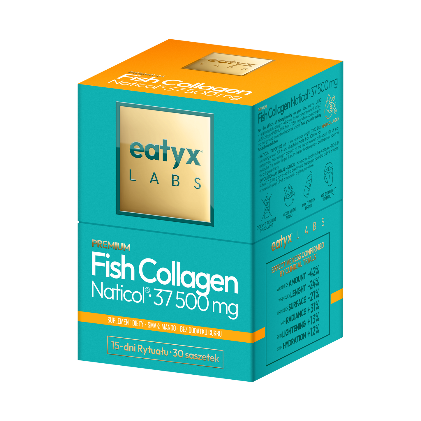 Rytuał 15 dni eatyx LABS Premium Fish Collagen Naticol 37 500 mg Mango