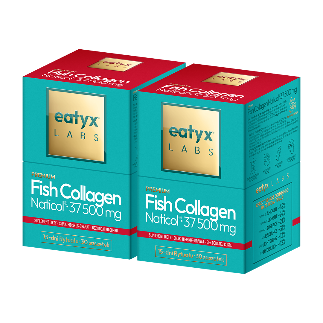 Miesięczny rytuał eatyx LABS Premium Fish Collagen Naticol 37 500 mg Hibiskus-Granat