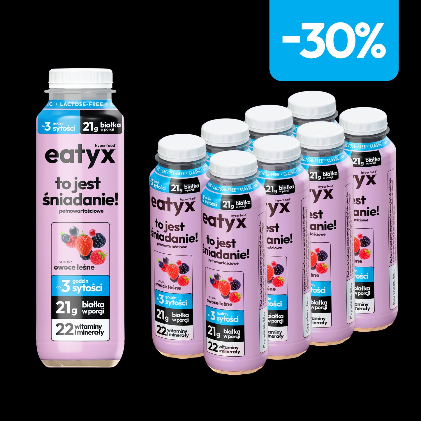 Zestaw 8 śniadań w płynie 300 ml o smaku owoców leśnych