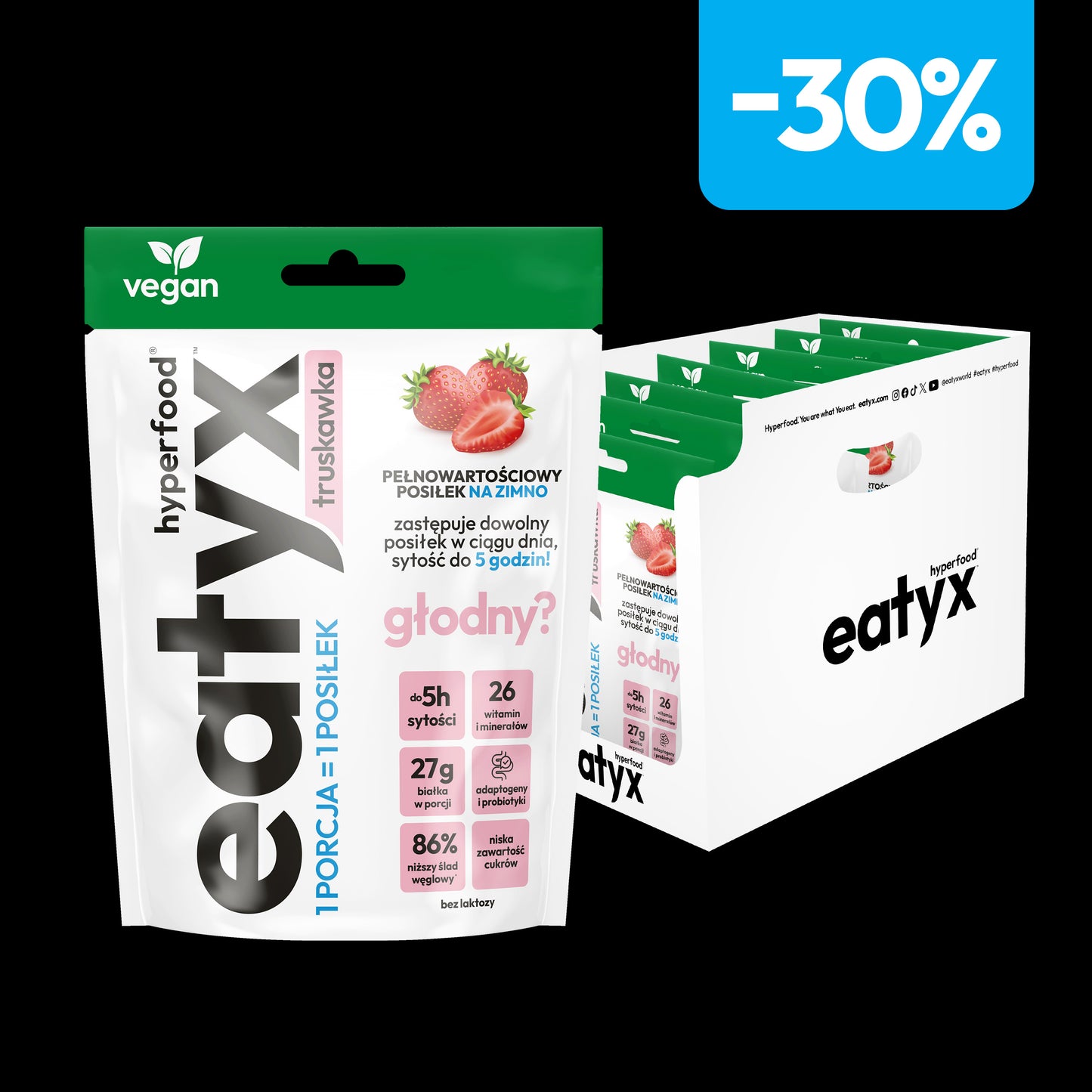 Zestaw 7 posiłków w proszku na zimno o smaku truskawkowym