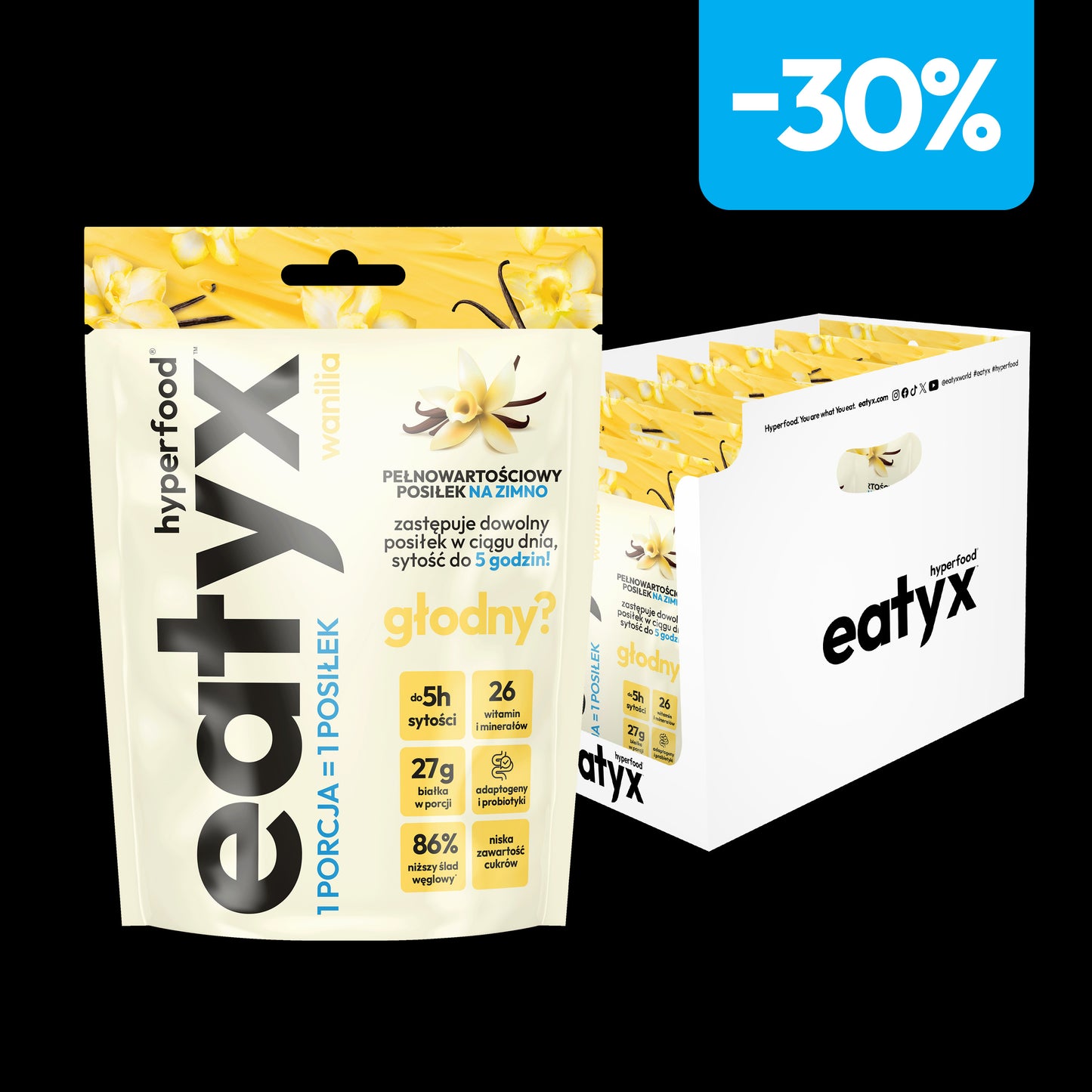 Set of 3 cold powder meals with vanilla flavor