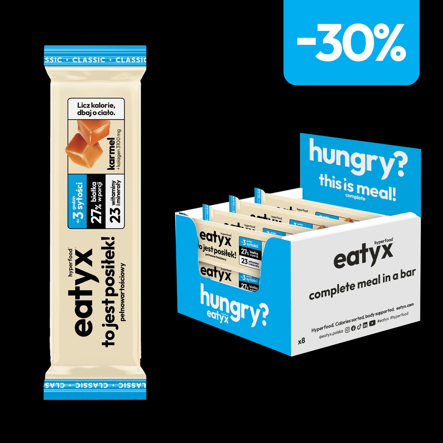 Zestaw 8 posiłków w batonie o smaku karmelu